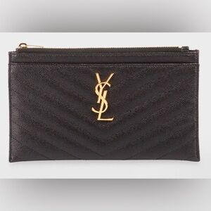 YSL Monogram Small Ziptop Bill Pouch in Grained Leather